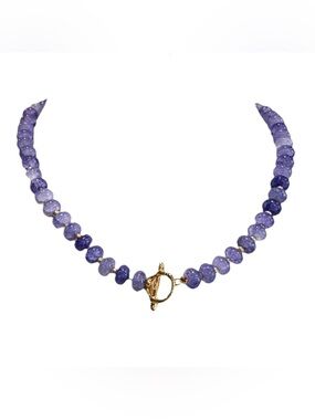 Gold Plated Toggle Glass Hand Beaded Handmade Bead Necklace - Women Jewelry